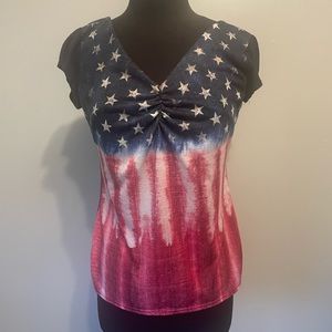 Venus Red, White, & Blue v-neck junior top size M